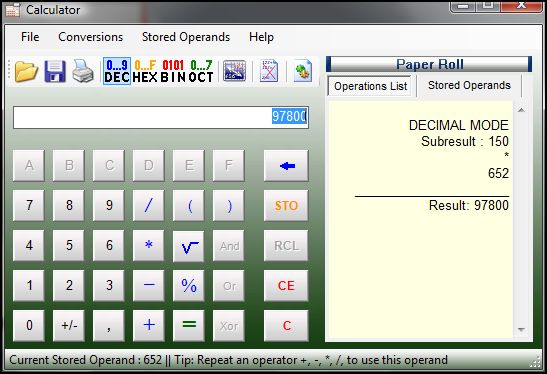 Operations List Screenshot